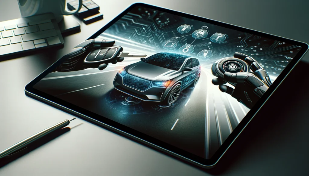 DALL·E 2024-03-11 22.49.56 - The homepage of a sleek, modern website dedicated to automotive key coding services. The main visual is a high-resolution, dynamic image showing a clo